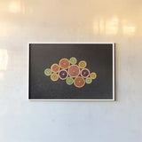 Citrus Drama I by Felicity Bradley. shown as a paper print in a white frame. Available as a archival giclee rolled canvas, fine art paper, or poster print. SKU 45712i.