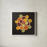 Citrus Drama II Crop by Felicity Bradley. Shown in a crisp white glass frame for a clean and minimalist style. Available as an archival giclee rolled canvas, fine art paper, or poster print. SKU 45713a.