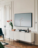 Diamonds in Winter II by Felicity Bradley. shown as a framed stretched canvas in a living room above a console. Available as a archival giclee rolled canvas, fine art paper, or poster print. SKU 60538i.