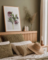 Hellebore Study V by Felicity Bradley. shown as a paper print in a natural frame. Available as a archival giclee rolled canvas, fine art paper, or poster print. SKU 36945h.