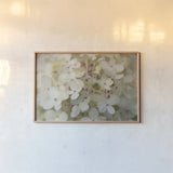 Hydrangea Delight II by Felicity Bradley. shown as a paper print in a natural frame. Available as a archival giclee rolled canvas, fine art paper, or poster print. SKU 36960i.