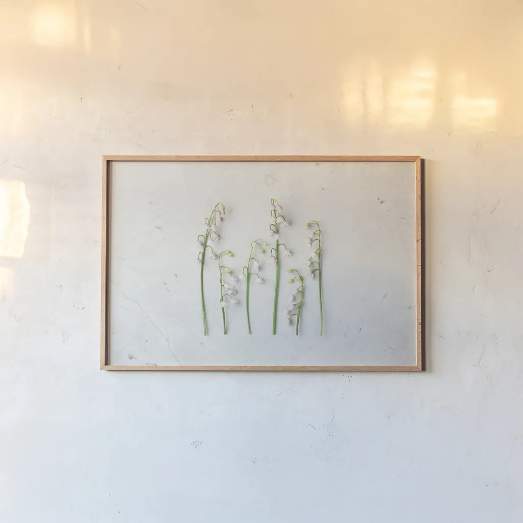 May Bell Blooms by Felicity Bradley. shown as a paper print in a natural frame. Available as a archival giclee rolled canvas, fine art paper, or poster print. SKU 48476i.