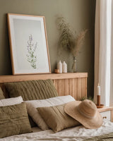 Simple Stems III by Felicity Bradley. shown as a paper print in a natural frame. Available as a archival giclee rolled canvas, fine art paper, or poster print. SKU 48471h.