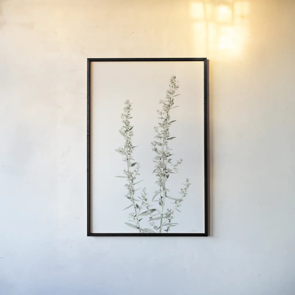 Simple Stems IV Light Crop by Felicity Bradley. shown as a paper print in a black flame. Available as a archival giclee rolled canvas, fine art paper, or poster print. SKU 56819h.
