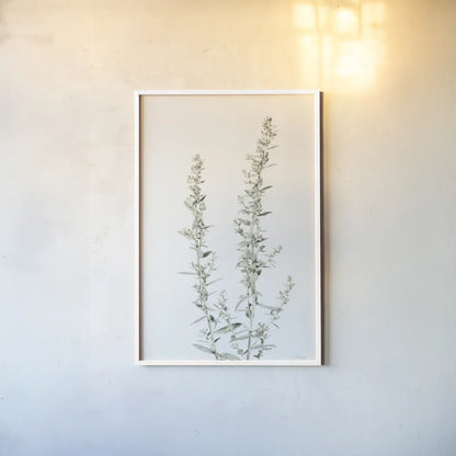 Simple Stems IV Light Crop by Felicity Bradley. shown as a paper print in a white frame. Available as a archival giclee rolled canvas, fine art paper, or poster print. SKU 56819h.