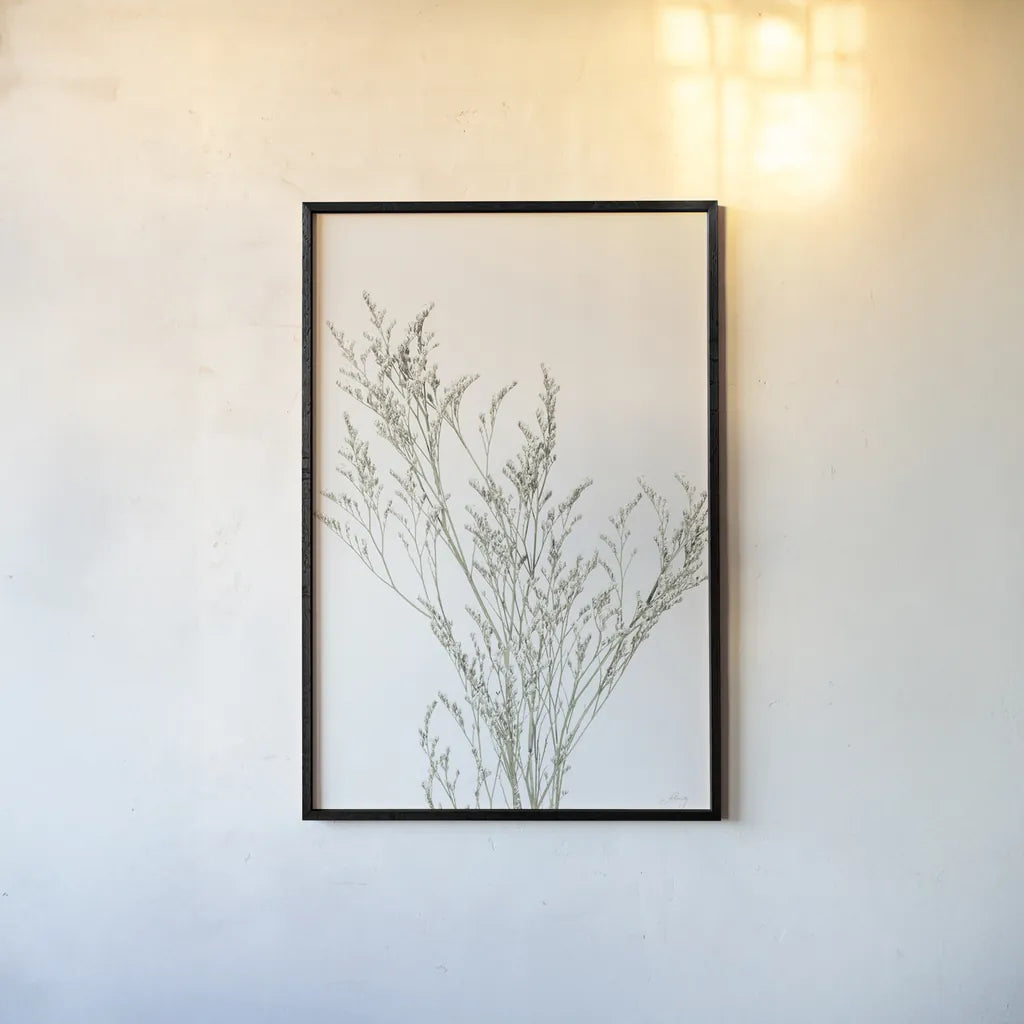 Simple Stems VII Light Crop by Felicity Bradley. shown as a paper print in a black flame. Available as a archival giclee rolled canvas, fine art paper, or poster print. SKU 56821h.