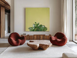 Succulent Simplicity III by Felicity Bradley. Shown as extra-large giant wall art in a modern living room. Available as an archival giclee rolled canvas, fine art paper, or poster print. SKU 33836a.