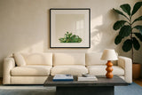 Succulent Simplicity III Neutral by Felicity Bradley. Displayed in a glass frame with matte in a clean modern living room. Available as an archival giclee rolled canvas, fine art paper, or poster print. SKU 41650a.