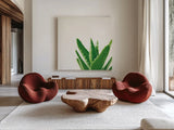 Succulent Simplicity VI Neutral by Felicity Bradley. Shown as extra-large giant wall art in a modern living room. Available as an archival giclee rolled canvas, fine art paper, or poster print. SKU 41653a.