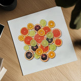 Sunny Citrus II Crop by Felicity Bradley. Shown as a detailed flat fine art print, highlighting archival giclee quality. Available as an archival giclee rolled canvas, fine art paper, or poster print. SKU 45710a.