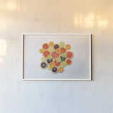 Sunny Citrus III by Felicity Bradley. shown as a paper print in a white frame. Available as a archival giclee rolled canvas, fine art paper, or poster print. SKU 45710i.