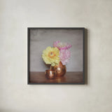 Vintage Peony Dreams II by Felicity Bradley. Shown in a sleek black glass frame for a contemporary gallery look. Available as an archival giclee rolled canvas, fine art paper, or poster print. SKU 36956a.