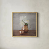 Vintage Peony Dreams III by Felicity Bradley. Shown in a natural wood glass frame for a timeless modern aesthetic. Available as an archival giclee rolled canvas, fine art paper, or poster print. SKU 36957a.