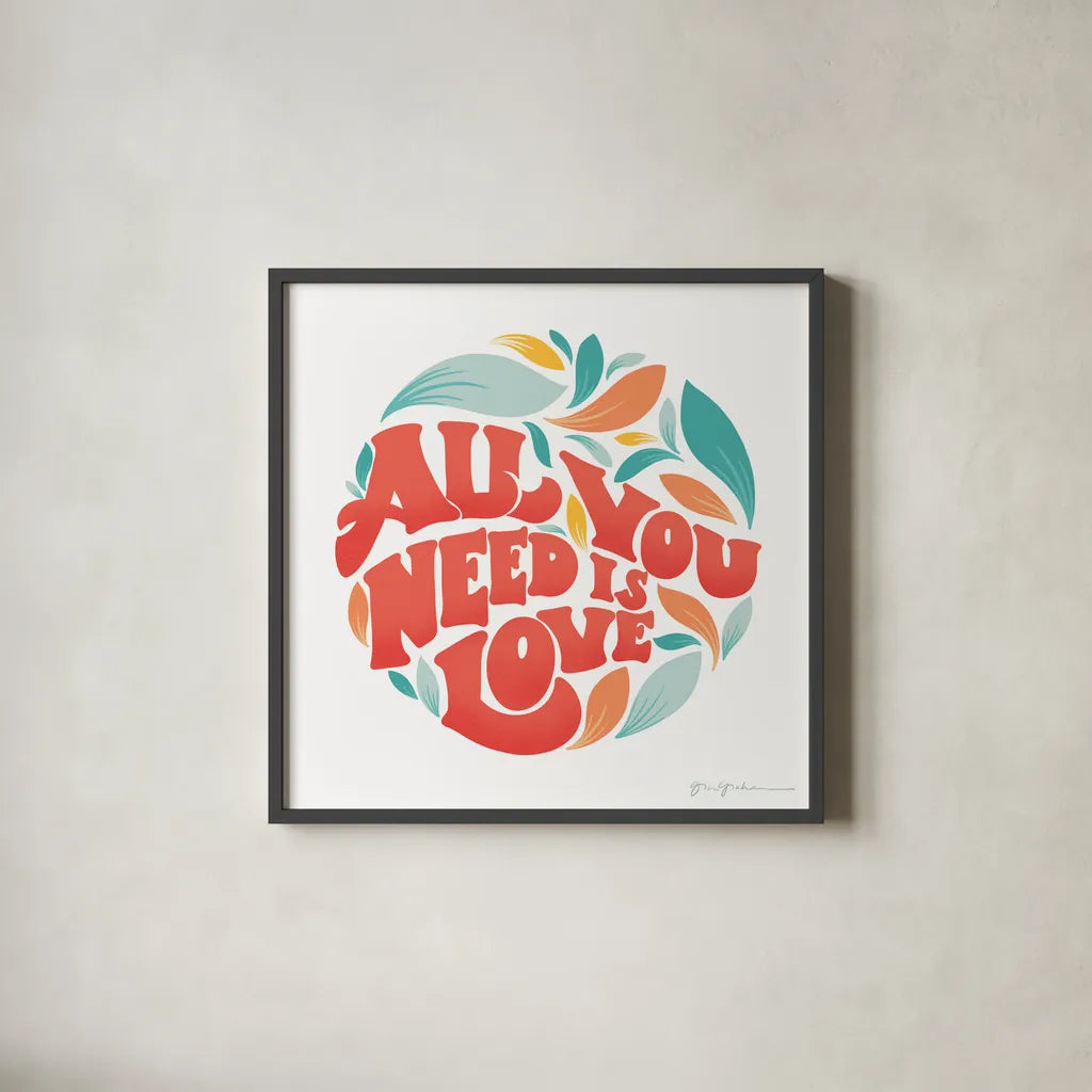 All You Need I by Gia Graham. Shown in a sleek black glass frame for a contemporary gallery look. Available as an archival giclee rolled canvas, fine art paper, or poster print. SKU 66136a.