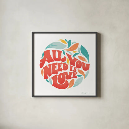 All You Need I by Gia Graham. Shown in a sleek black glass frame for a contemporary gallery look. Available as an archival giclee rolled canvas, fine art paper, or poster print. SKU 66136a.