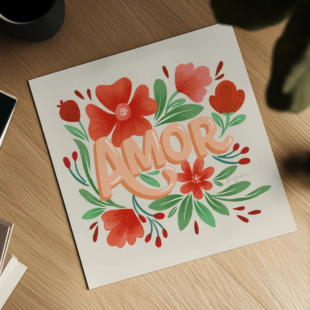 Amor by Gia Graham. Shown as a detailed flat fine art print, highlighting archival giclee quality. Available as an archival giclee rolled canvas, fine art paper, or poster print. SKU 90824a.