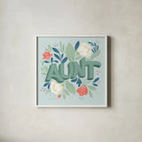 Aunt by Gia Graham. Shown in a crisp white glass frame for a clean and minimalist style. Available as an archival giclee rolled canvas, fine art paper, or poster print. SKU 92595a.