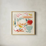 Autumn Baking by Gia Graham. Shown in a natural wood glass frame for a timeless modern aesthetic. Available as an archival giclee rolled canvas, fine art paper, or poster print. SKU 87442a.
