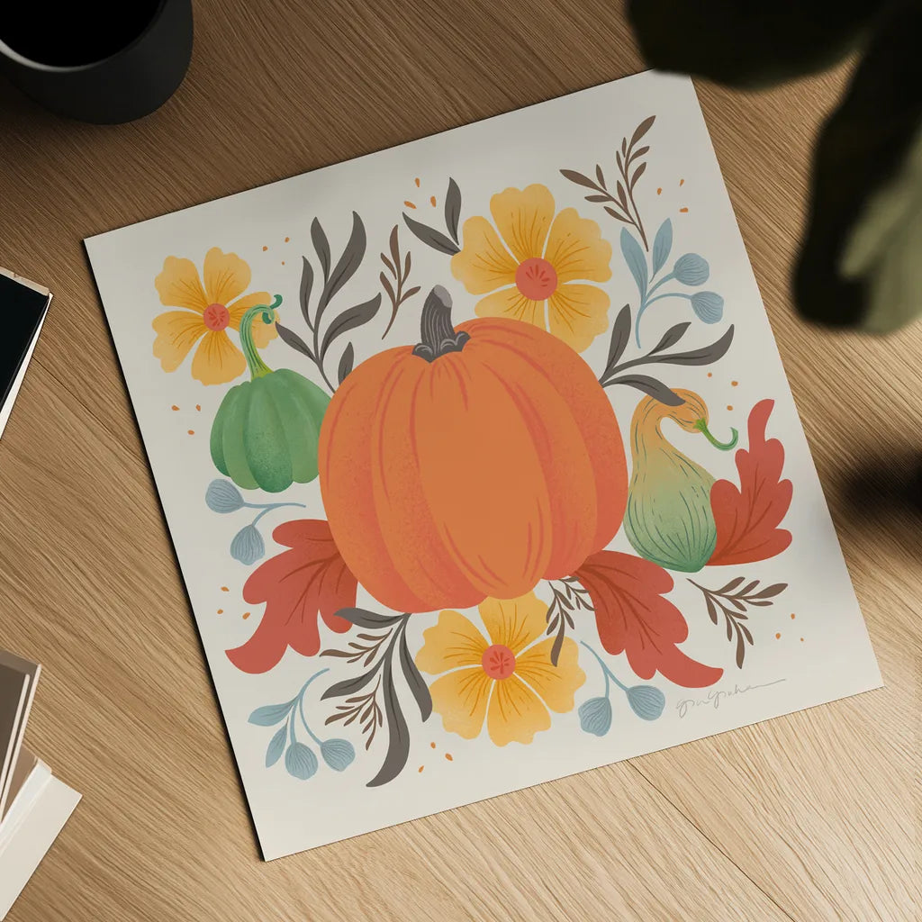 Autumn Fresh I by Gia Graham. Shown as a detailed flat fine art print, highlighting archival giclee quality. Available as an archival giclee rolled canvas, fine art paper, or poster print. SKU 76392a.