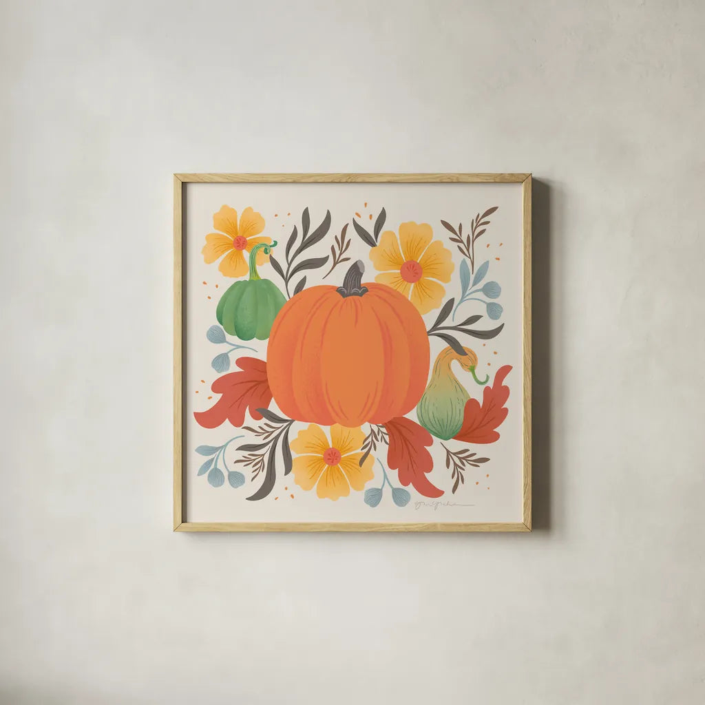 Autumn Fresh I by Gia Graham. Shown in a natural wood glass frame for a timeless modern aesthetic. Available as an archival giclee rolled canvas, fine art paper, or poster print. SKU 76392a.
