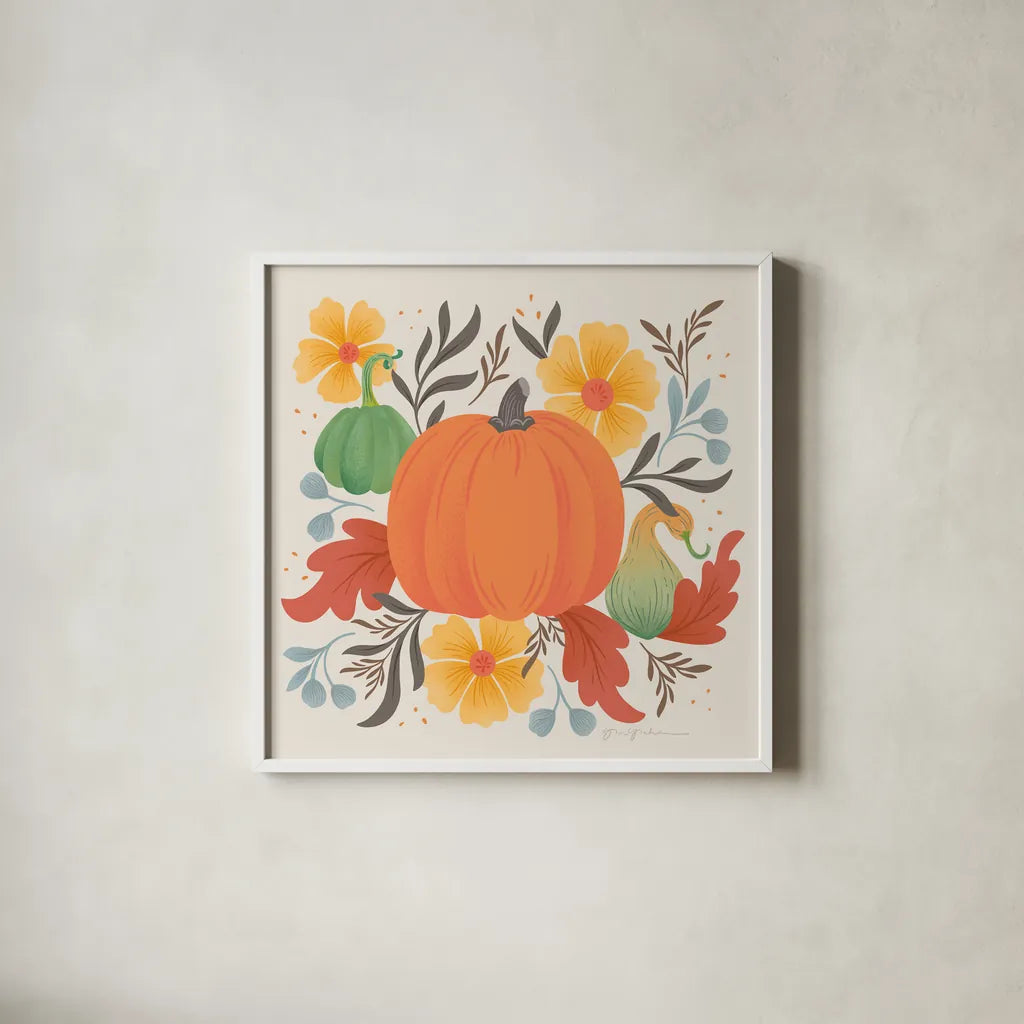 Autumn Fresh I by Gia Graham. Shown in a crisp white glass frame for a clean and minimalist style. Available as an archival giclee rolled canvas, fine art paper, or poster print. SKU 76392a.