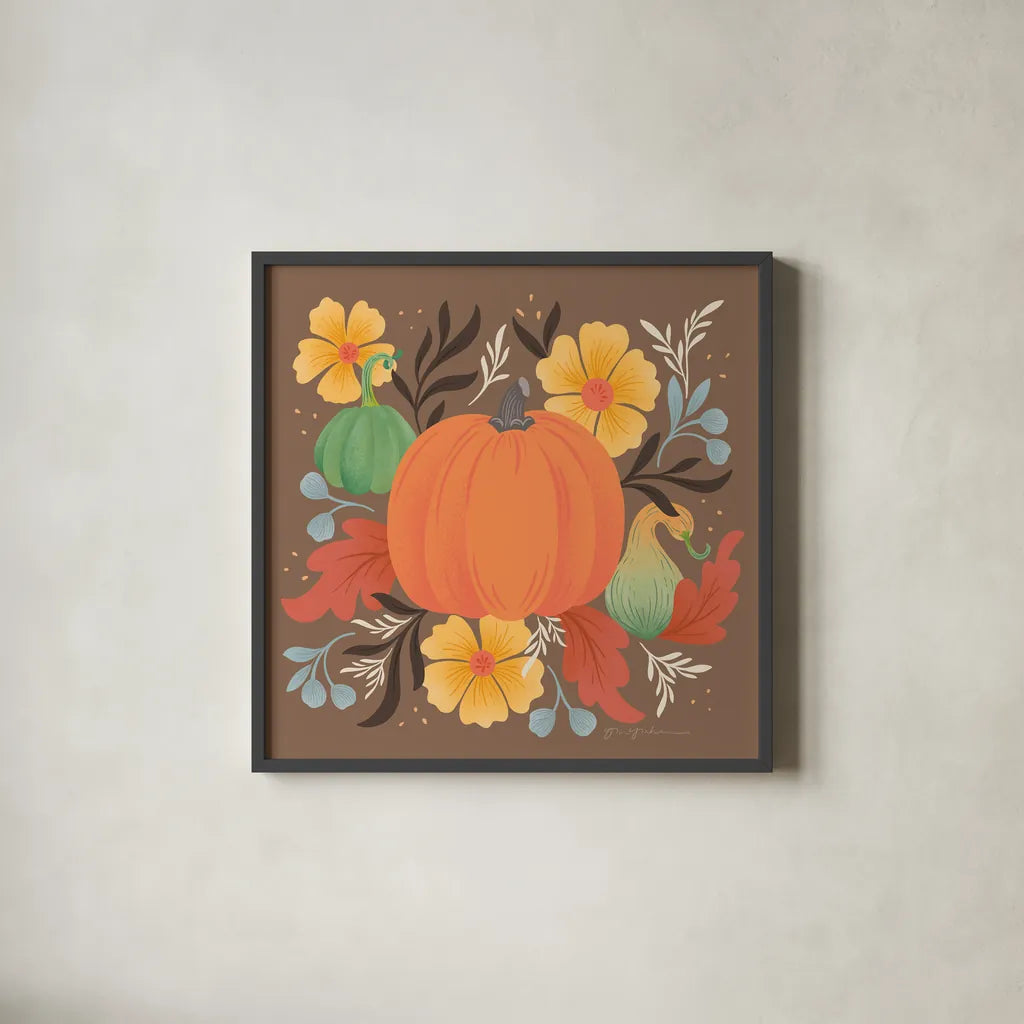Autumn Fresh II by Gia Graham. Shown in a sleek black glass frame for a contemporary gallery look. Available as an archival giclee rolled canvas, fine art paper, or poster print. SKU 76393a.