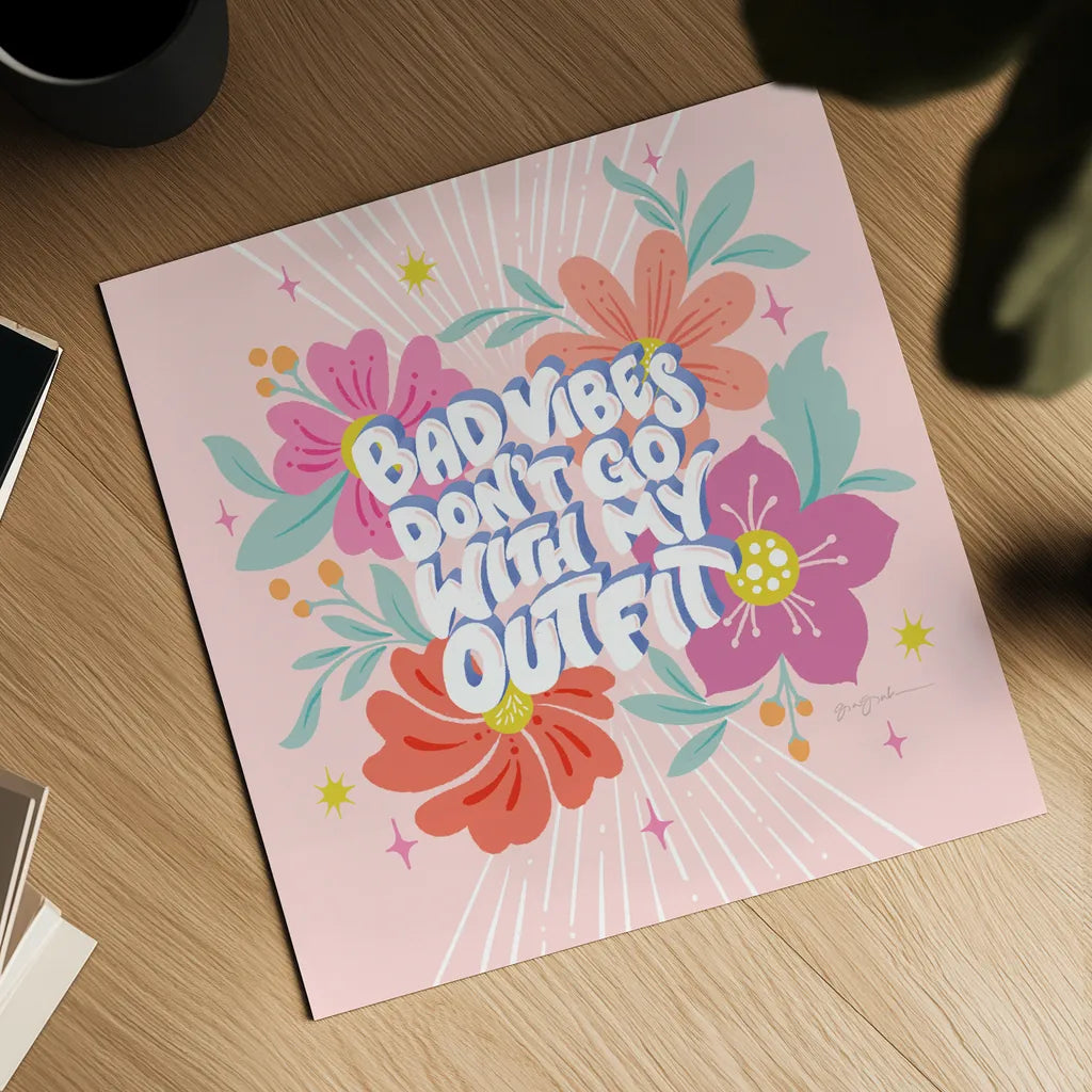 Bad Vibes I Sq by Gia Graham. Shown as a detailed flat fine art print, highlighting archival giclee quality. Available as an archival giclee rolled canvas, fine art paper, or poster print. SKU 75077a.