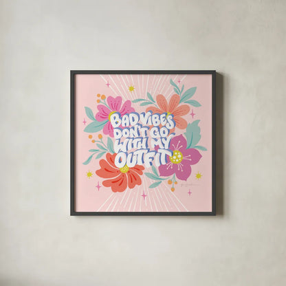 Bad Vibes I Sq by Gia Graham. Shown in a sleek black glass frame for a contemporary gallery look. Available as an archival giclee rolled canvas, fine art paper, or poster print. SKU 75077a.