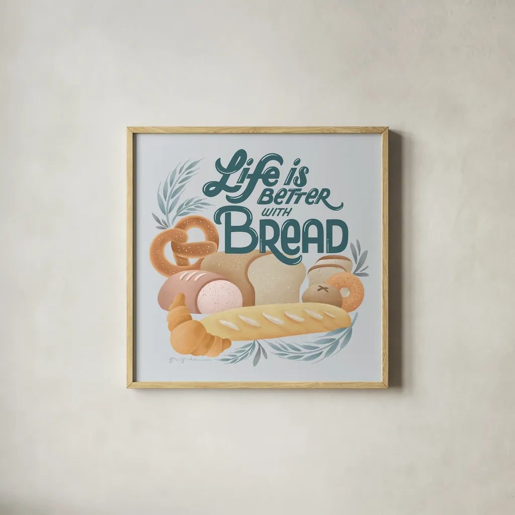 Bake Shop I by Gia Graham. Shown in a natural wood glass frame for a timeless modern aesthetic. Available as an archival giclee rolled canvas, fine art paper, or poster print. SKU 96415a.