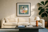 Bake Shop II by Gia Graham. Displayed in a glass frame with matte in a clean modern living room. Available as an archival giclee rolled canvas, fine art paper, or poster print. SKU 96416a.