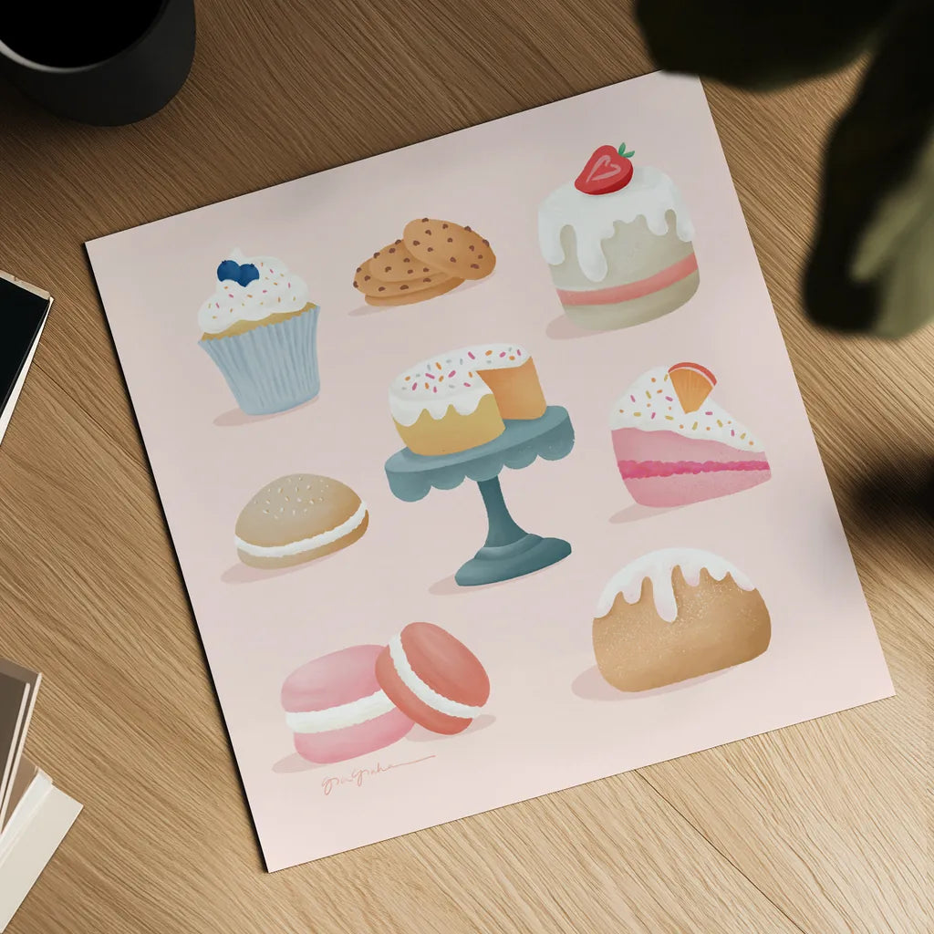 Bake Shop III by Gia Graham. Shown as a detailed flat fine art print, highlighting archival giclee quality. Available as an archival giclee rolled canvas, fine art paper, or poster print. SKU 96417a.