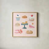 Bake Shop III by Gia Graham. Shown in a natural wood glass frame for a timeless modern aesthetic. Available as an archival giclee rolled canvas, fine art paper, or poster print. SKU 96417a.