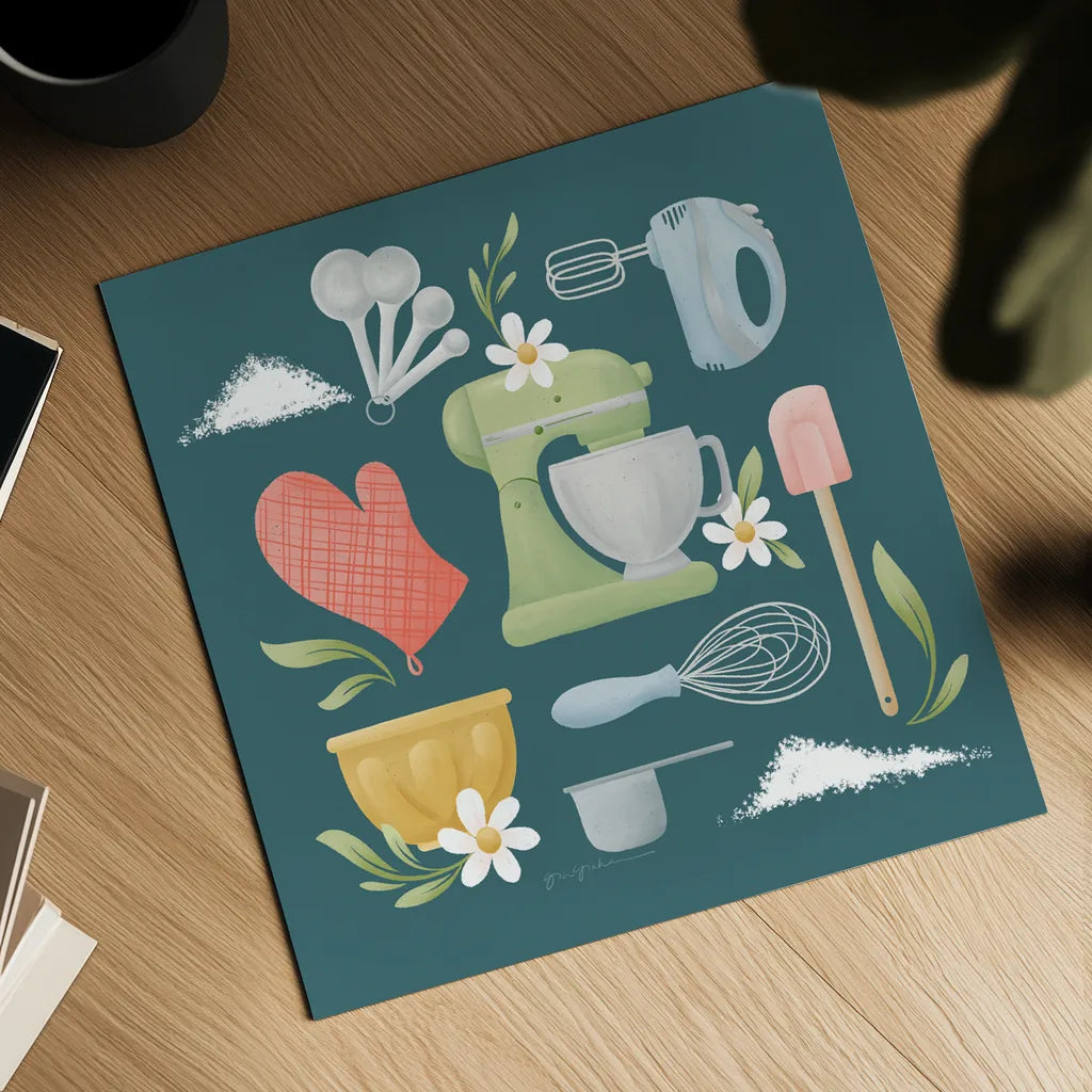 Bake Shop VI by Gia Graham. Shown as a detailed flat fine art print, highlighting archival giclee quality. Available as an archival giclee rolled canvas, fine art paper, or poster print. SKU 96420a.