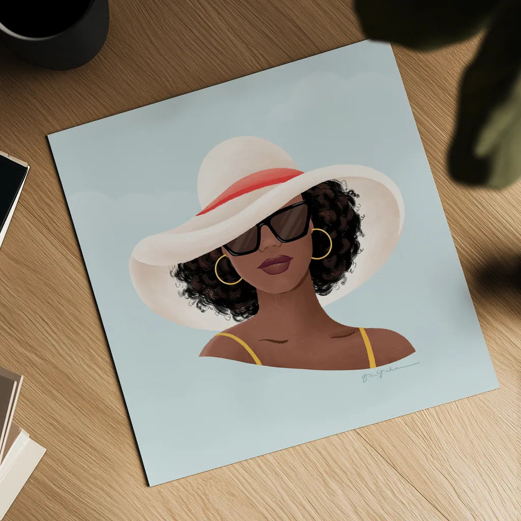 Beach Girl I by Gia Graham. Shown as a detailed flat fine art print, highlighting archival giclee quality. Available as an archival giclee rolled canvas, fine art paper, or poster print. SKU 99718a.