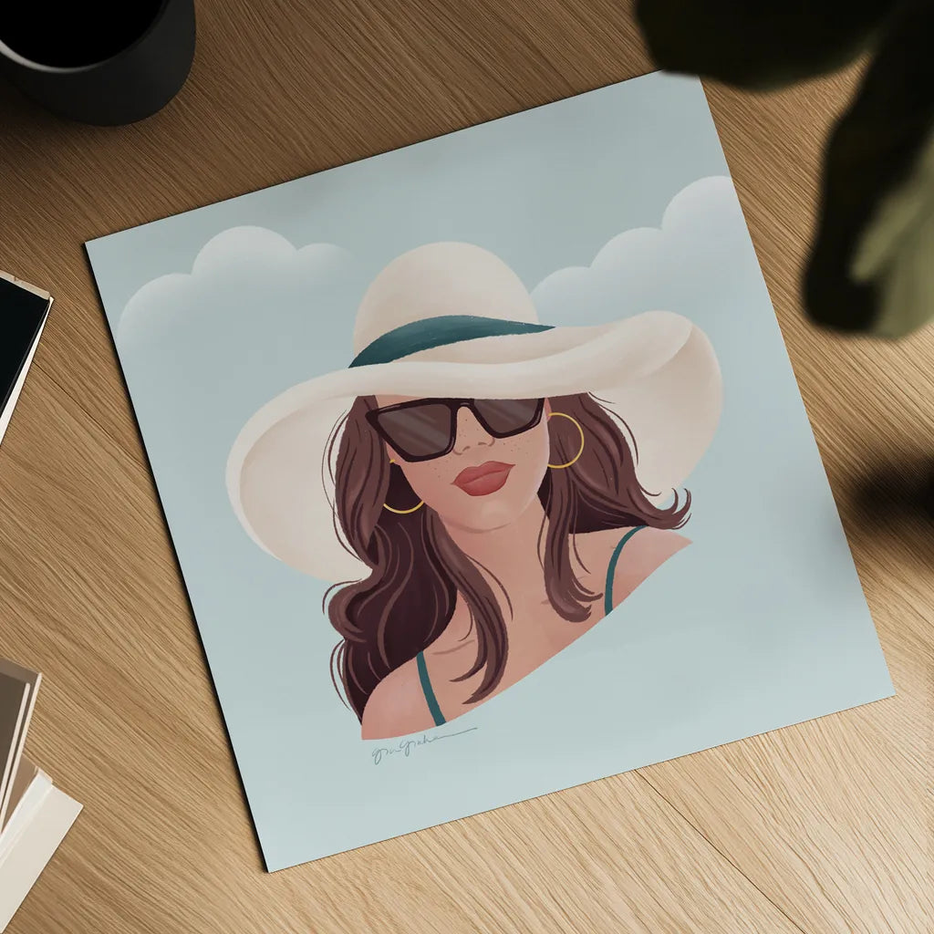 Beach Girl II by Gia Graham. Shown as a detailed flat fine art print, highlighting archival giclee quality. Available as an archival giclee rolled canvas, fine art paper, or poster print. SKU 99719a.