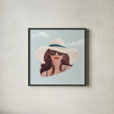 Beach Girl II by Gia Graham. Shown in a sleek black glass frame for a contemporary gallery look. Available as an archival giclee rolled canvas, fine art paper, or poster print. SKU 99719a.