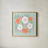 Boho Florals I by Gia Graham. Shown in a natural wood glass frame for a timeless modern aesthetic. Available as an archival giclee rolled canvas, fine art paper, or poster print. SKU 74223a.
