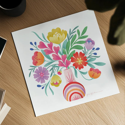 Bold Bouquet by Gia Graham. Shown as a detailed flat fine art print, highlighting archival giclee quality. Available as an archival giclee rolled canvas, fine art paper, or poster print. SKU 87441a.