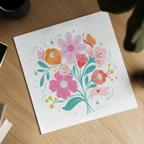 Bright Bouquet I by Gia Graham. Shown as a detailed flat fine art print, highlighting archival giclee quality. Available as an archival giclee rolled canvas, fine art paper, or poster print. SKU 75086a.