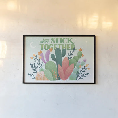 Cactus Garden I by Gia Graham. shown as a paper print in a black flame. Available as a archival giclee rolled canvas, fine art paper, or poster print. SKU 87267i.