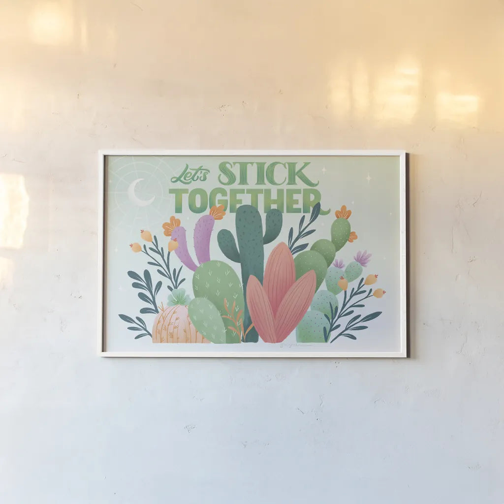 Cactus Garden I by Gia Graham. shown as a paper print in a white frame. Available as a archival giclee rolled canvas, fine art paper, or poster print. SKU 87267i.