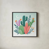 Cactus Garden II by Gia Graham. Shown in a sleek black glass frame for a contemporary gallery look. Available as an archival giclee rolled canvas, fine art paper, or poster print. SKU 87268a.