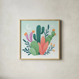 Cactus Garden II by Gia Graham. Shown in a natural wood glass frame for a timeless modern aesthetic. Available as an archival giclee rolled canvas, fine art paper, or poster print. SKU 87268a.