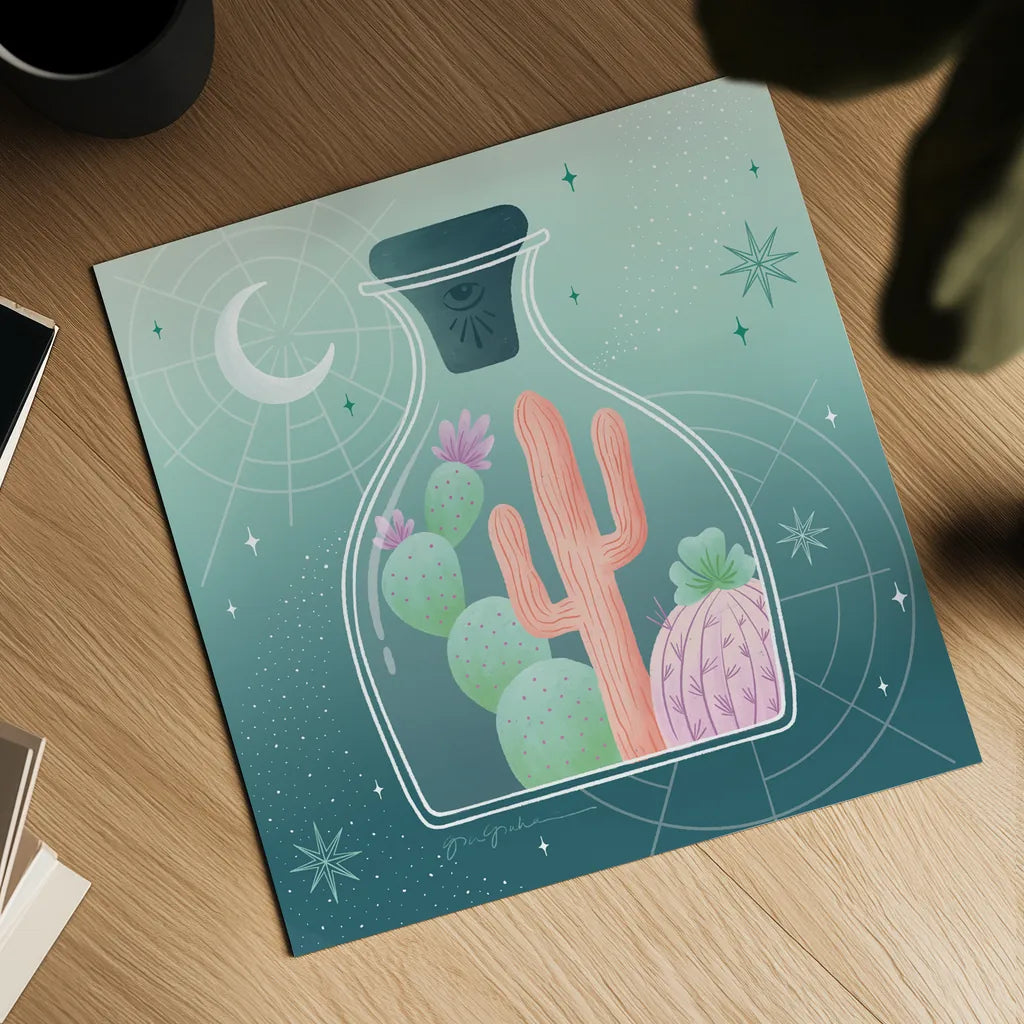 Cactus Garden III by Gia Graham. Shown as a detailed flat fine art print, highlighting archival giclee quality. Available as an archival giclee rolled canvas, fine art paper, or poster print. SKU 87269a.