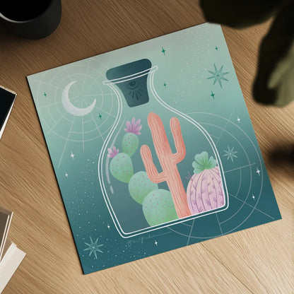 Cactus Garden III by Gia Graham. Shown as a detailed flat fine art print, highlighting archival giclee quality. Available as an archival giclee rolled canvas, fine art paper, or poster print. SKU 87269a.