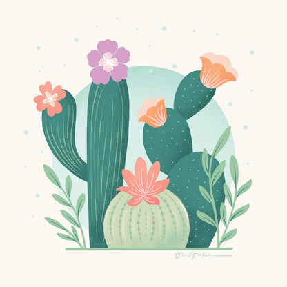 Cactus Garden V by Gia Graham. SKU 87271a. Archival Giclee Fine art print for wall decor.