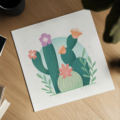 Cactus Garden V by Gia Graham. Shown as a detailed flat fine art print, highlighting archival giclee quality. Available as an archival giclee rolled canvas, fine art paper, or poster print. SKU 87271a.