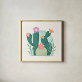 Cactus Garden V by Gia Graham. Shown in a natural wood glass frame for a timeless modern aesthetic. Available as an archival giclee rolled canvas, fine art paper, or poster print. SKU 87271a.