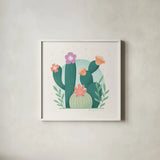 Cactus Garden V by Gia Graham. Shown in a crisp white glass frame for a clean and minimalist style. Available as an archival giclee rolled canvas, fine art paper, or poster print. SKU 87271a.