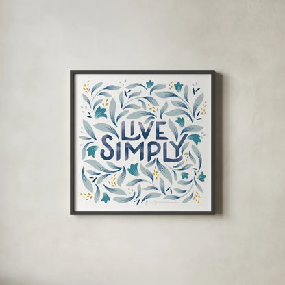 Calm Words I by Gia Graham. Shown in a sleek black glass frame for a contemporary gallery look. Available as an archival giclee rolled canvas, fine art paper, or poster print. SKU 68012a.